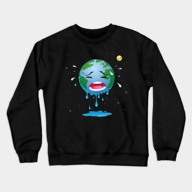 Crying Earth Crewneck Sweatshirt by mikailain